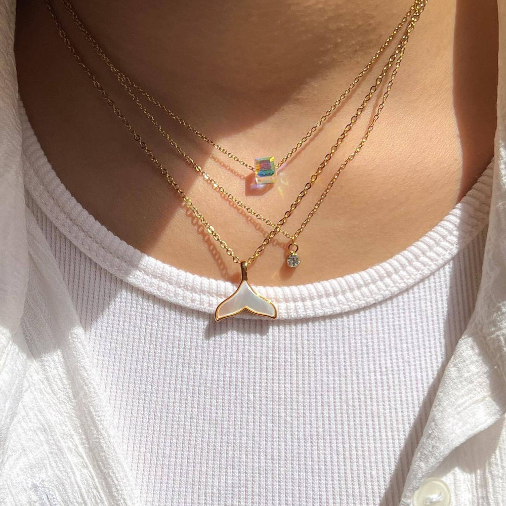 Mermaid necklace wholesale cross-border simple jewelry female niche accessible luxury stacked design sugar cube clavicle chain combination
