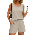 Amazon fashion cross-border y2 women's summer casual shorts suit vest square neck sleeveless sportswear with mouth