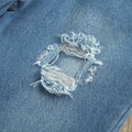 Girls' summer denim outfit: white lace cami top with beaded detail & distressed denim pants, includes headband