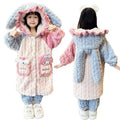 Girls' winter coral fleece pajamas, kids' robe autumn and winter set, flannel cartoon hooded loungewear