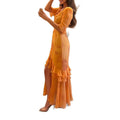 women's summer new arrivals:  cross-border fashion - european & american style, vintage print, bubble sleeve, slit dress