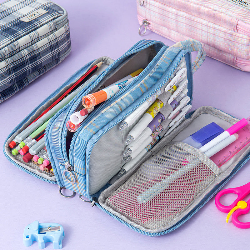 Pencil bag JK wind girl heart college wind stationery box large capacity female multi-functional student ins high value stationery bag