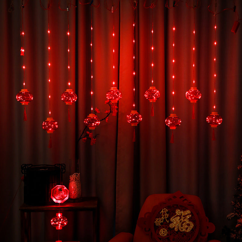 Lanterns flashing lights string lights gypsy stars household Chinese New Year decorative pendants Spring Festival lanterns New Year's arrangement pendant decorative lights
