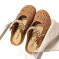 Can't shake off cut outsummer pearl toe slippers knittingfashion half slippers lazy one-leg flat toe shoes