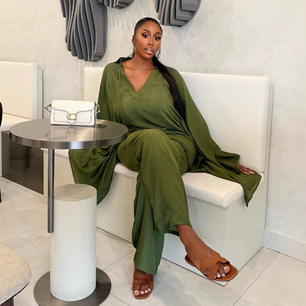 European and american cross-border african women's clothing  summer new casual fashion loose shirt top and high-waisted pants set