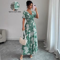 new cross-border french print v-neck summer women's dress