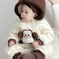 Korean style baby romper - winter fleece lined, extra thick, warm, cute cartoon design for boys and girls