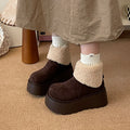 Thick sole heightened snow boots women's 2025new arrivalwinterfleece-linedheattech furry short bootsfashion ugly cute big toe cotton shoes
