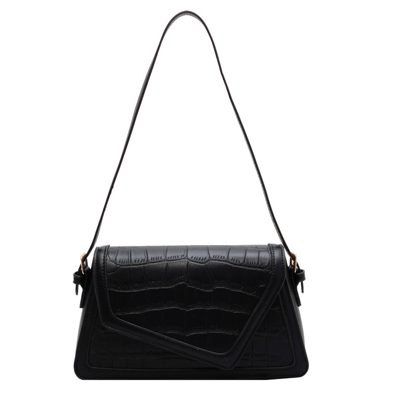 Cross-border new crocodile pattern armpit bag, simple texture and contrasting color, shoulder messenger bag, fashionable and versatile portable small square bag.