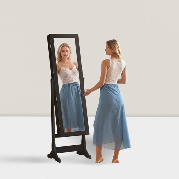 Full-length mirror, jewelry storage cabinet, jewelry necklace, cosmetics locker, floor-to-ceiling sliding full-body mirror, household simple style
