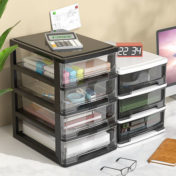 Transparent Office Desktop Storage Box Drawer Type Cosmetics Storage Cabinet Desk Student Dormitory Documents Sundries Box