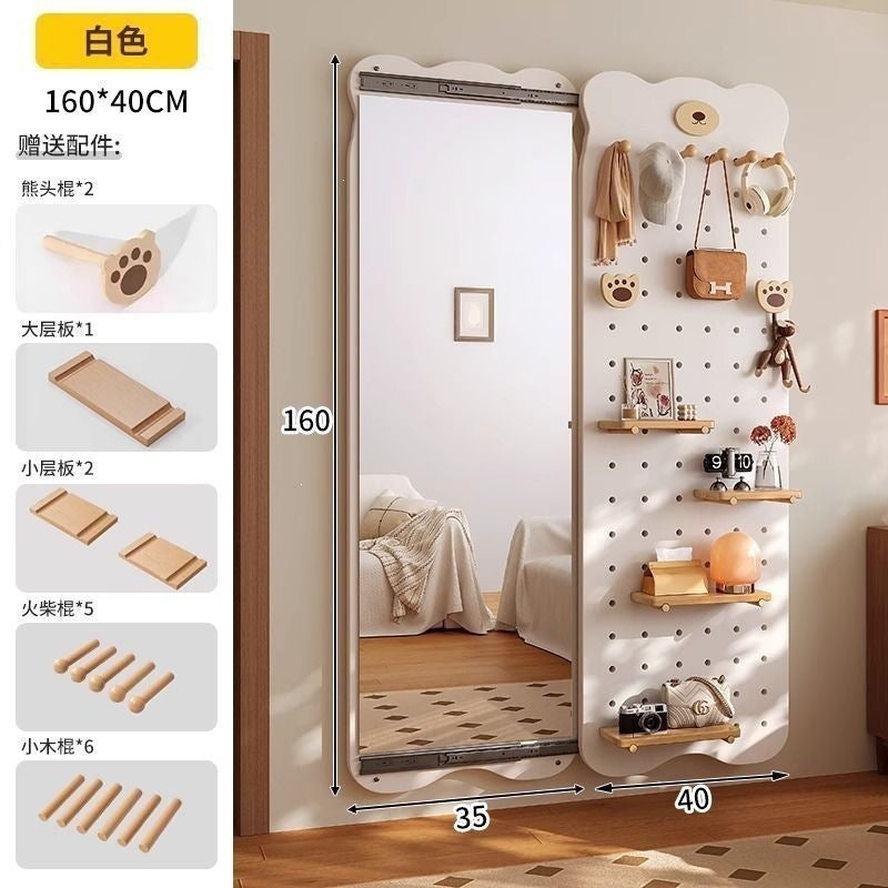 Bear hole board full-length mirror hidden push-pull full-length mirror for home can be closed invisible wall-mounted fitting mirror no