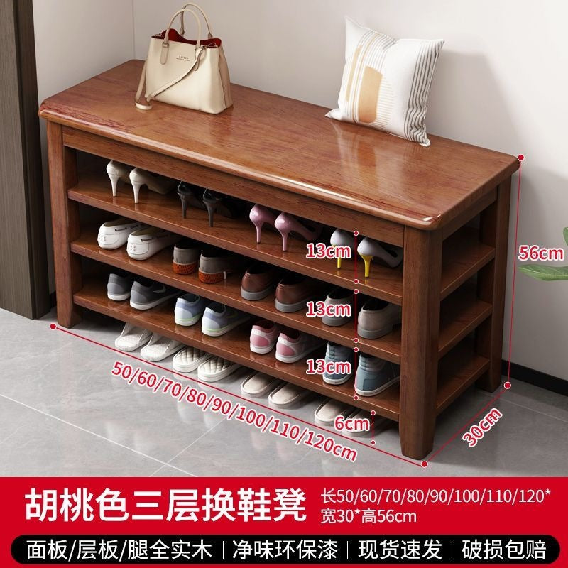 All solid wood shoe changing stool shoe cabinet door for home entry stool all-in-one multi-layer popular multi-functional floor-standing shoe rack