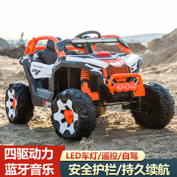 Children's electric vehicle four-wheel car, boys and girls can sit, remote control toy car, double baby off-road stroller