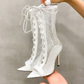 Mesh tie backcut outnew arrivalfashion star fish mouth high heels stiletto fashion high heels open toe women's shoes