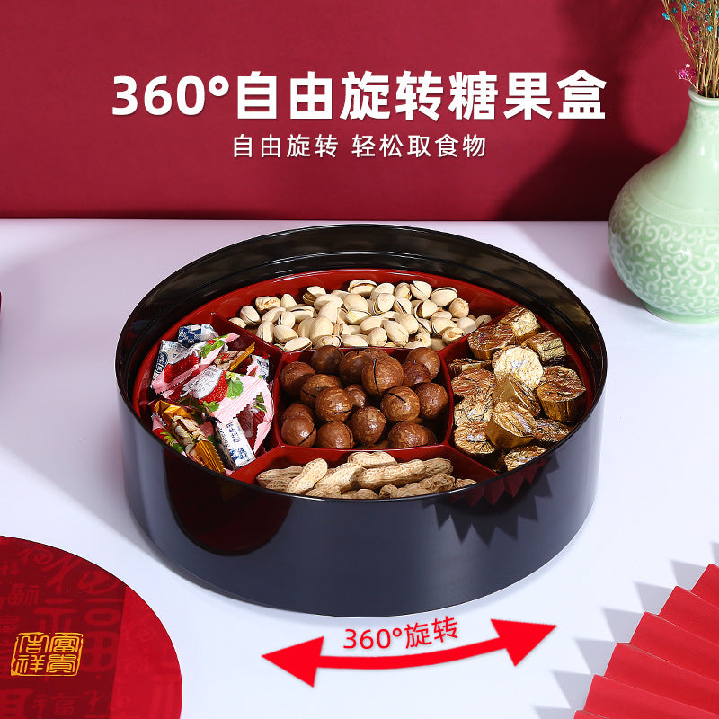 Rotating candy box, living room coffee table, nuts, melon seeds, snack tray, storage box, New Year's Eve home wedding dried fruit box