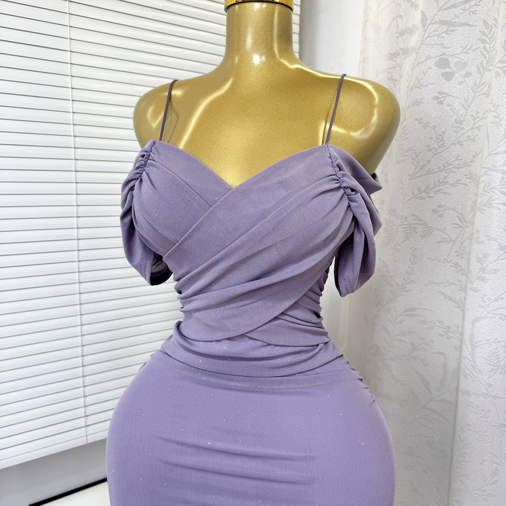 Export cross-border elegancepure color one shoulder suspender silmdress female summer pure lust style high waistelegant hip skirt