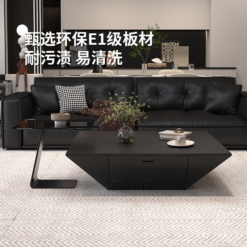 Modern minimalist upscale inverted triangle coffee table - designer style for living room, available in trapezoid and square shapes, coffee table set