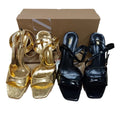Za2024 spring/summer new arrivals: women's gold ankle strap metallic stiletto sandals