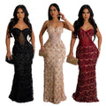 new european and american  export sequin party maxi dress - fashionable spaghetti strap bodycon a-line dress
