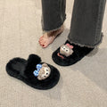 Cartoon bestseller fuzzy slippers for women, autumn 2024 new arrivals, versatile fashion, niche design, soft sole plush trendy home slippers