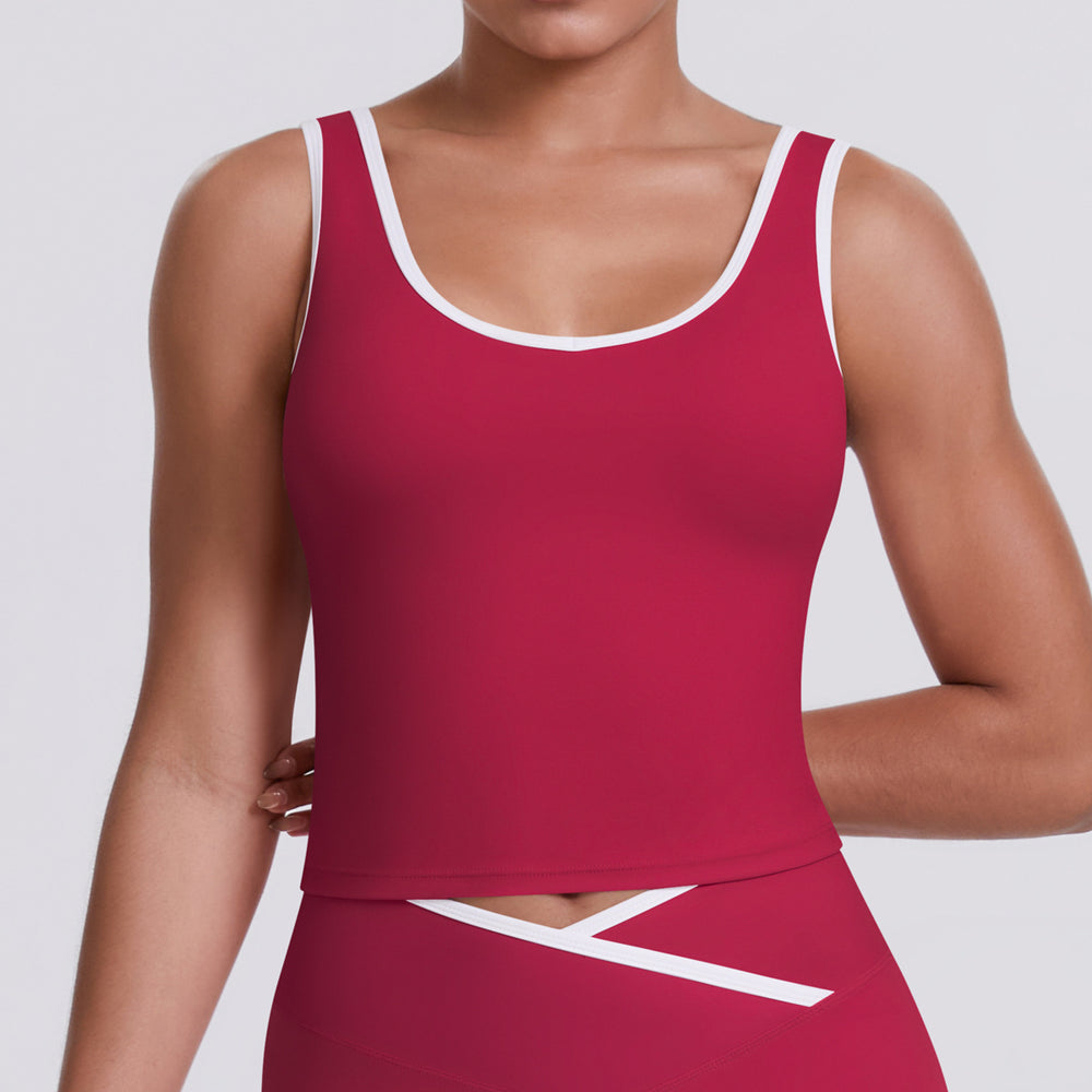new arrival color matching double-sided brushed tight breathable long sports vest running fitness yoga wear tops for women