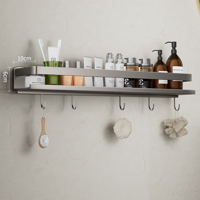 Removable and washable space aluminum bathroom rack Wall-mounted non-punching bathroom cosmetic storage rack Factory direct sales