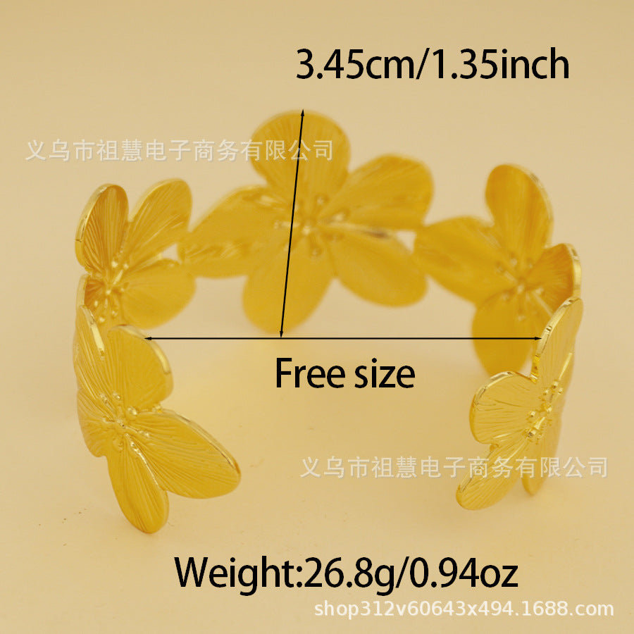middle eastern women's gold flower bracelet cute summer cuff bangle everyday party jewelry