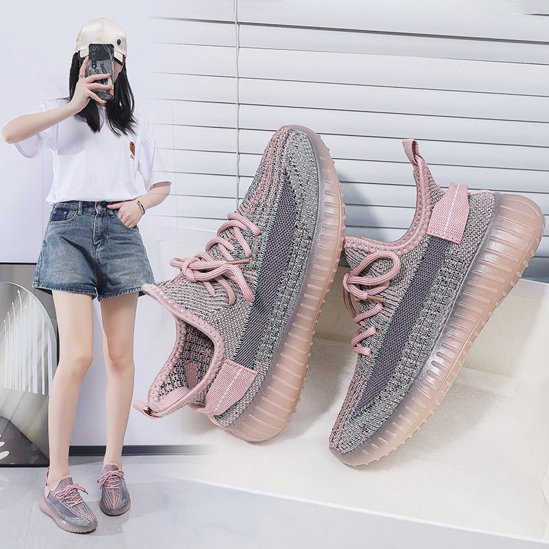 Spring/summer 350 flyknit new arrival: versatile, trendy, casual, athletic, running shoes - soft, flat, sock-style, breathable mesh