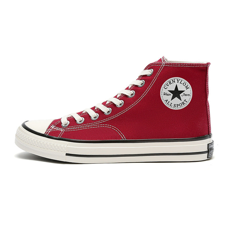 Dropshipping special: 1970s canvas high-top sneakers for men - glossy, retro korean style, versatile student shoes, trendy footwear for men