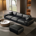 Foshan furniture factory customized xiatu big black cow full genuine leather sofa italian normcore large flat villa sofa