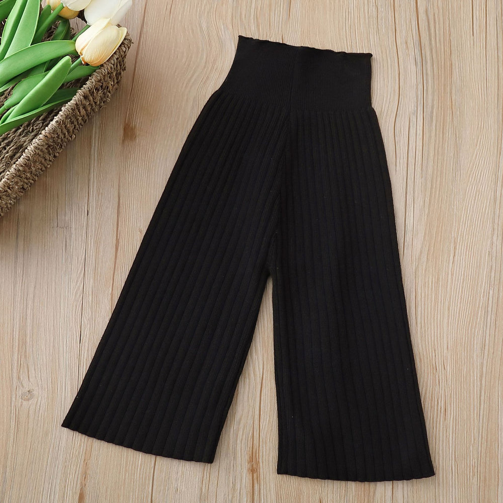 autumn new knitted wide-leg pants korean style boys' and girls' woolen trousers casual long pants