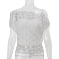 European and american style women's spring  new sexy asymmetrical neck see-through mesh top with halter neck inner vest two-piece set