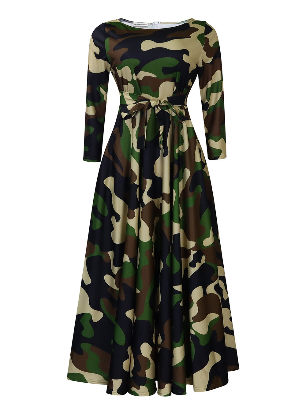 Amazon women's spring  new fashionable elegant printed tie-waist maxi dress - plus size available for export