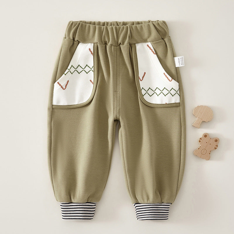 Babibele kids' trousers - all-season pure cotton pants for babies - autumn casual pants - stylish autumn outing trousers