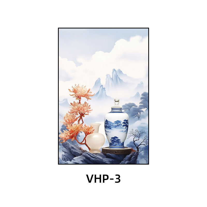 Blue and white porcelain decorative painting vase porcelain ceramic new Chinese style living room hanging painting hotel hotel restaurant box Chinese style