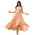 European and american cross-border youth summer new fashion asymmetrical neck irregular dress vacation style floral maxi dress women's clothing