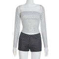 European and american cross-border  women's nightclub style sexy polka dot long sleeve shawl shorts tank top retro three-piece set