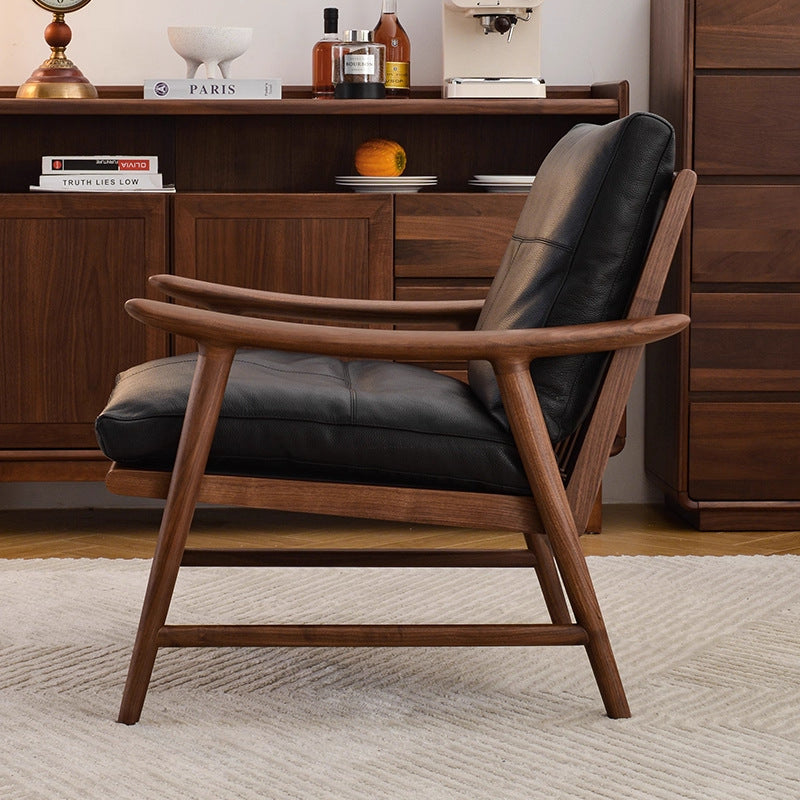 Solid wood sofa chair for home living room dining room leisure chair retro single armchair balcony lazy sofa hank chair