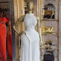 European and american cross-border women's fashion:  summer new arrival - sexy and elegant halter neck sleeveless ruched bodycon midi dress