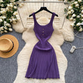 K-style yellow knitting pure lust style hot girl dress female petites suspender waist slimming look a-line skirtelegant