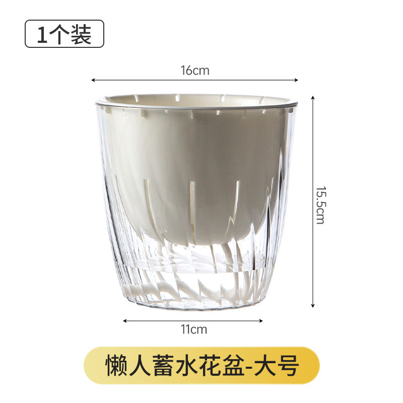Office transparent lazy flower pot small self-priming water green dill orchid special indoor desktop small thickened flower pot