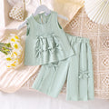 Children's clothing pink bowstops+pants suitsummernew arrivalgirl cute asia