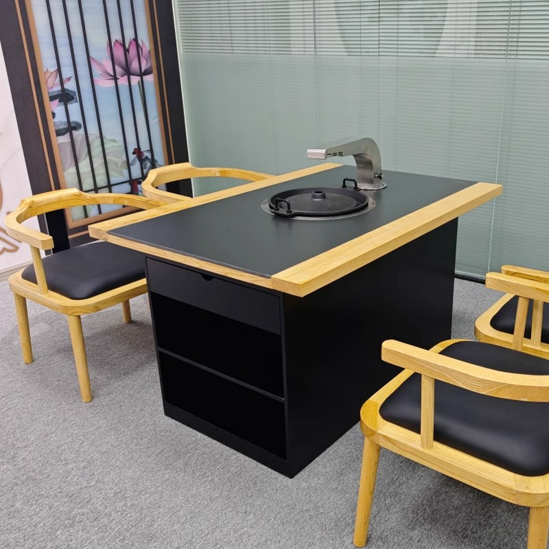 Customized hot pot barbecue table, smokeless purifier, induction cooker, integrated roasting and rinsing, skewers of fragrant barbecue shop, hot pot tables and chairs