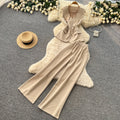 Lightly mature elegance style strappy eleganttwo-piece set women's summer age-reducing work clothing suit collar loose pantseasiest for matchsuit