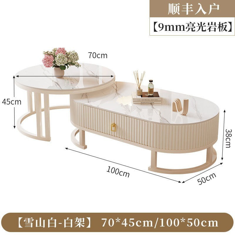 Cream style slate coffee table living room for homeaccessible luxury modern casual small apartment tea table popularfor home living room coffee table