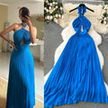 Sanya seaside vacation outfit sexy backless vest cut outhalterdress women's pleated longpleated skirt