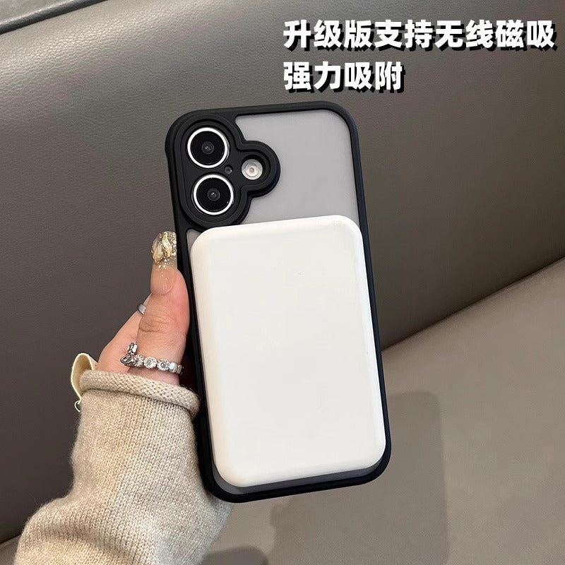 Black knight magnetic frosted semi-transparent skin-feel iphone 17 pro max case, iphone 16 drop-proof hard protective cover
