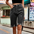 european and american new arrival cross-border  distressed denim shorts -  fashion raw hem fringe denim shorts for women