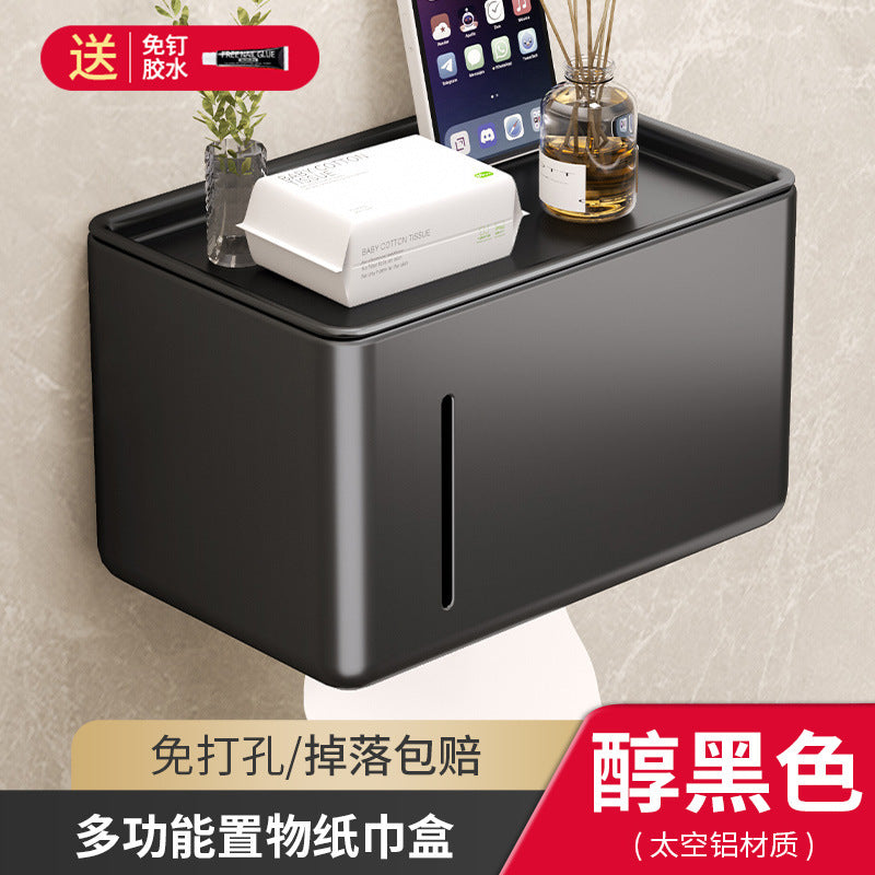 Bathroom tissue box holder, toilet paper dispenser, no-drill wall mount, roll paper holder